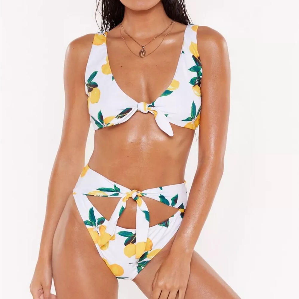 Nasty Gal lemon tie bikini set